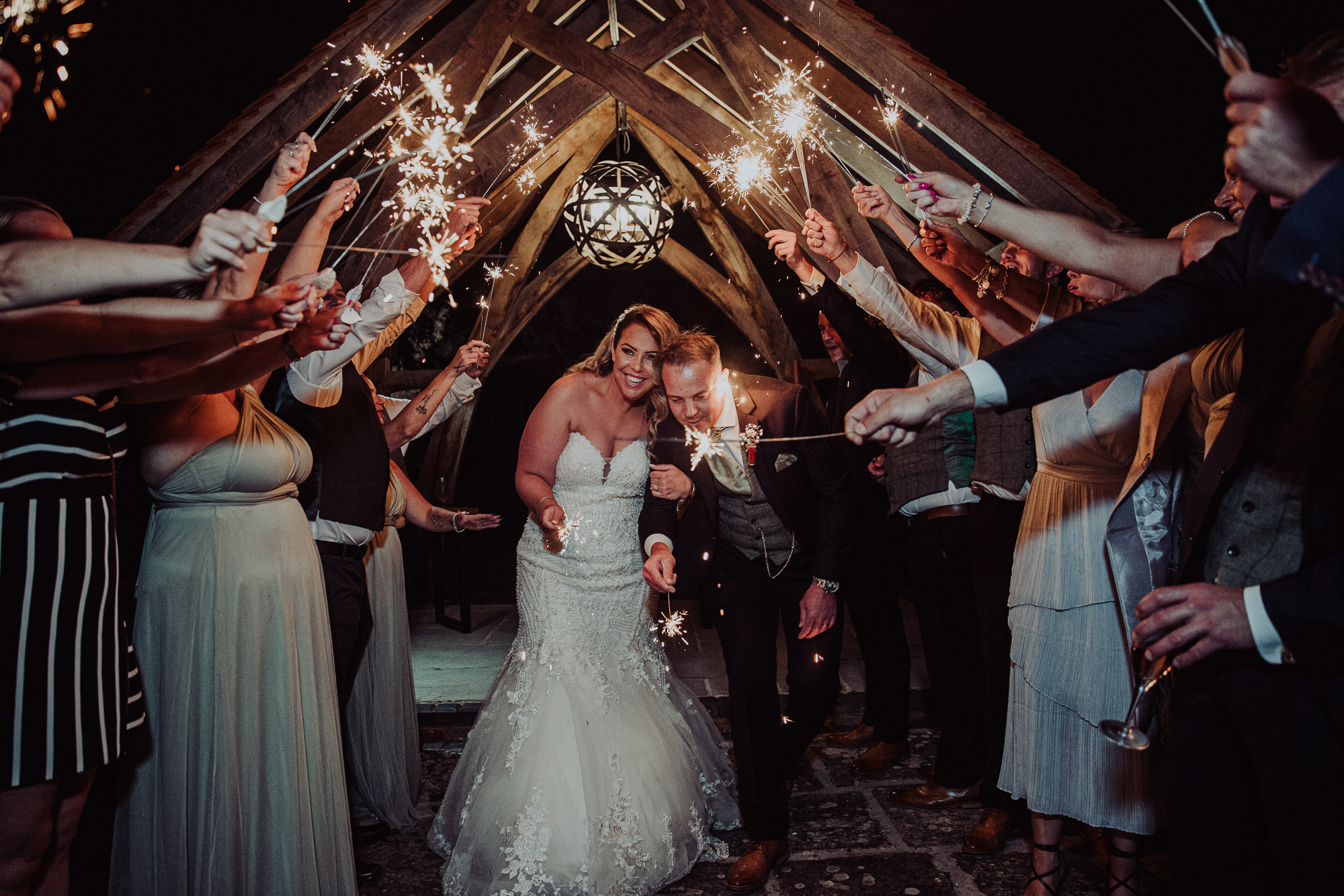 Bride & groom with sparklers